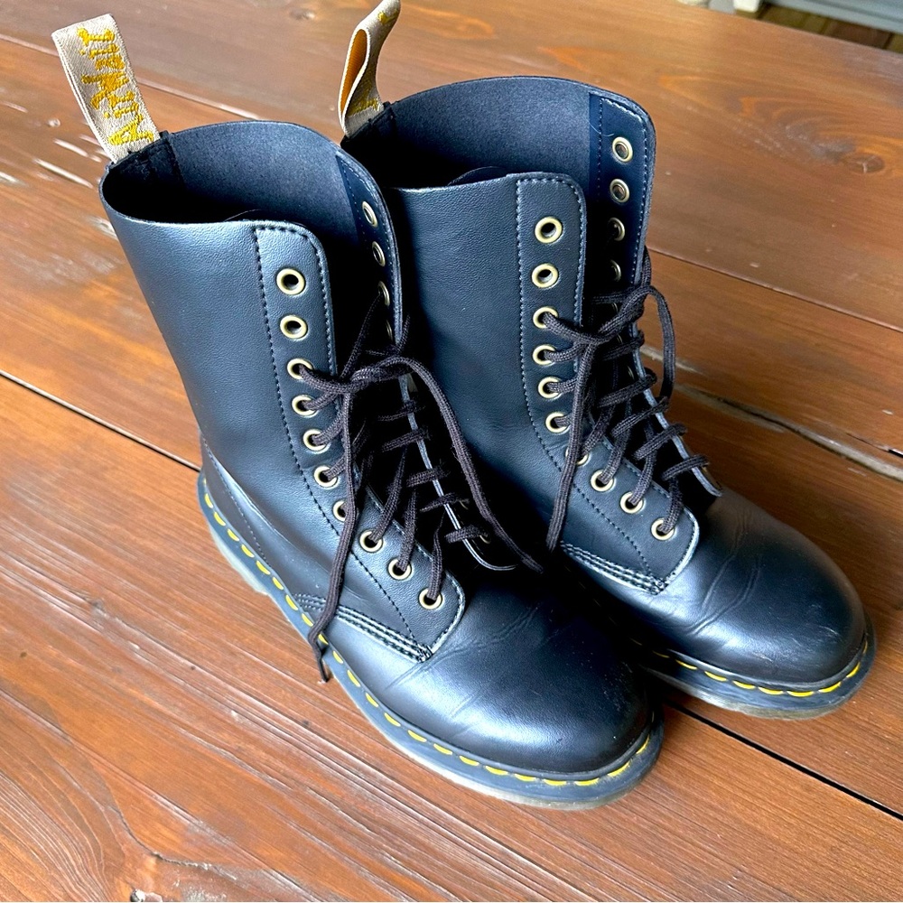 Black Dr Martens Vegan 1490 Felix 10-hole Boots Size 41